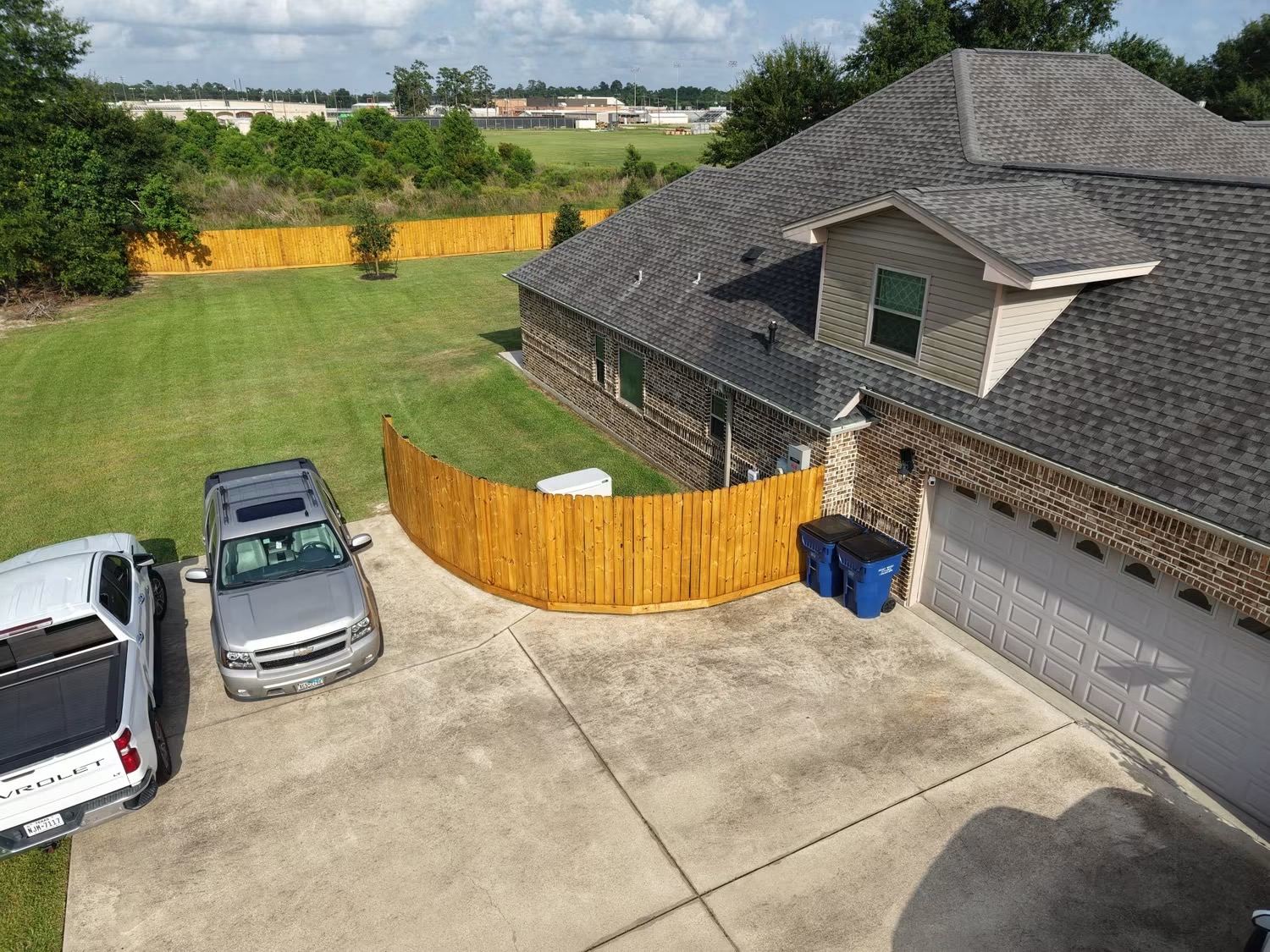 Wood privacy fence at a residential property
