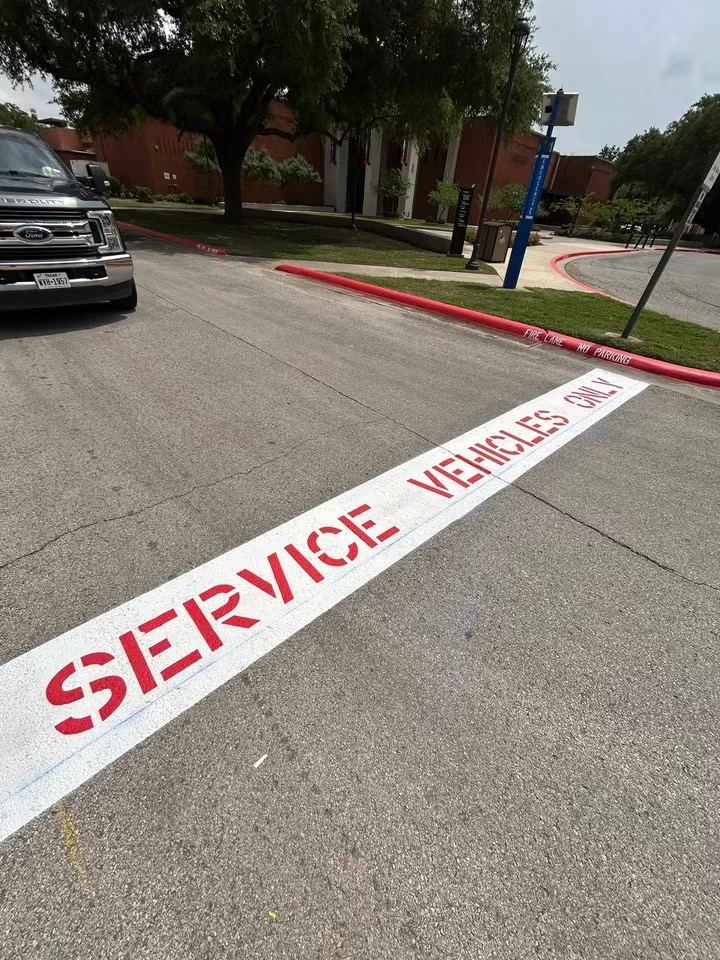 Roadway stencil and fire lane markings